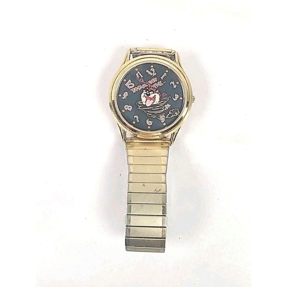 Vintage Armitron Watch Unisex Tasmanian Devil 37mm Gold Tone New Battery